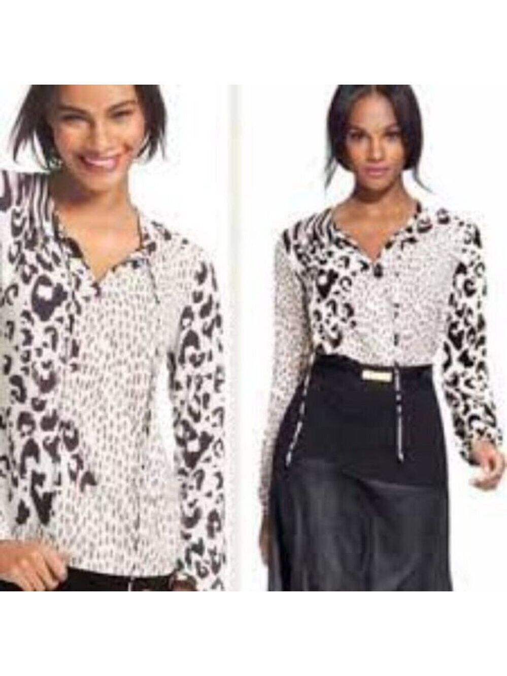 Cabi Animal Print Faux Wrap Top #590 Womens XS